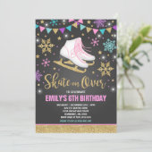 ijsschaatsen Uitnodiging ijsschaatsen Gold (Staand voorkant)