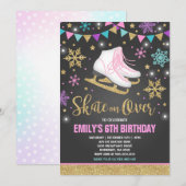 ijsschaatsen Uitnodiging ijsschaatsen Gold (Voorkant / Achterkant)