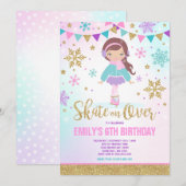 ijsschaatsen Uitnodiging ijsschaatsen Gold (Voorkant / Achterkant)