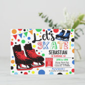 IJsschaatsen Uitnodiging ijsschaatsen Jongen Rood (Staand voorkant)