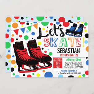 IJsschaatsen Uitnodiging ijsschaatsen Jongen Rood