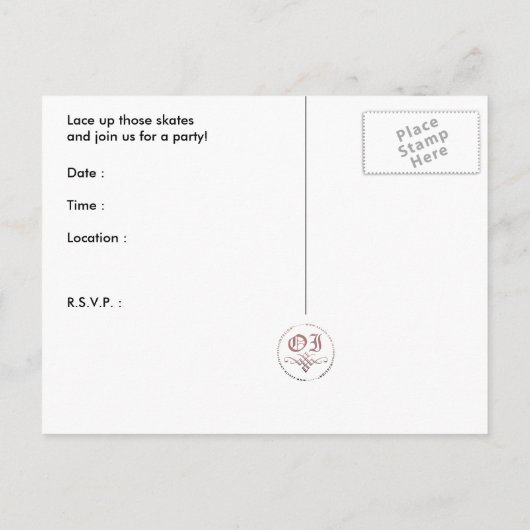 ijsschaatsen , uitnodiging van paisley briefkaart (Achterkant)