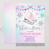 ijsschaatsen Uitnodigingsijsschaatsen Zilver Kaart (Voorkant / Achterkant)