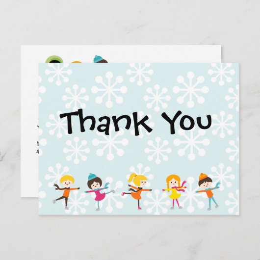 IJsschaatsen Verjaardag Dank u Briefkaart (Voorkant / Achterkant)