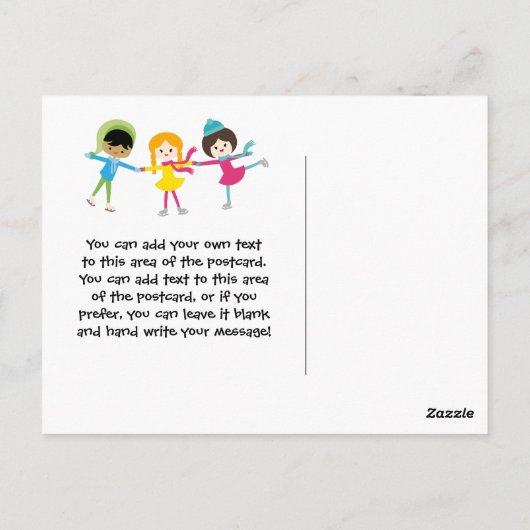 IJsschaatsen Verjaardag Dank u Briefkaart (Achterkant)