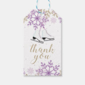 IJsschaatsen Verjaardag Paarse en Gouden Sneeuwvlo Cadeaulabel (Voorkant)