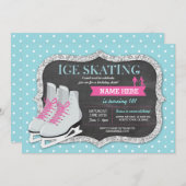 IJsschaatsen Verjaardag Party Rink Schaats Uitnodi Kaart (Voorkant / Achterkant)