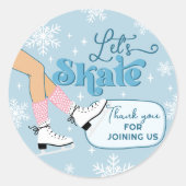 IJsschaatsen Verjaardag Winter Schaats Party Favor Ronde Sticker (Voorkant)