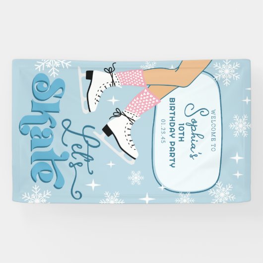 IJsschaatsen Verjaardag Winter Schaats Party Welko Spandoek (Horizontaal)