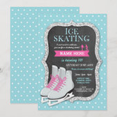 IJsschaatsen Verjaardagsfeest Chalk Schaats Uitnod Kaart (Voorkant / Achterkant)