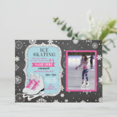 IJsschaatsen Verjaardagsfeest Foto Schaats Sneeuwv Kaart (Staand voorkant)
