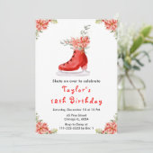 IJsschaatsen Verjaardagsfeest Rood Kaart (Staand voorkant)