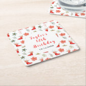 IJsschaatsen Verjaardagsfeest Rood Kartonnen Onderzetters (Schuin)