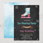 IJsschaatsen verjaardagsfeestje uitnodiging (Voorkant / Achterkant)