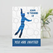 IJsschaatsen verjaardagsfeestje uitnodiging (jonge (Staand voorkant)