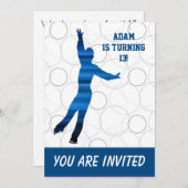 IJsschaatsen verjaardagsfeestje uitnodiging (jonge (Voorkant / Achterkant)