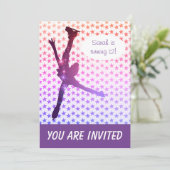 IJsschaatsen verjaardagsfeestje uitnodiging (sterr (Staand voorkant)