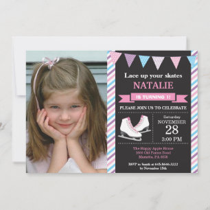 IJsschaatsen verjaardagsuitnodiging 1e verjaardags Kaart