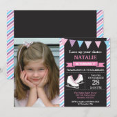 IJsschaatsen verjaardagsuitnodiging 1e verjaardags Kaart (Voorkant / Achterkant)