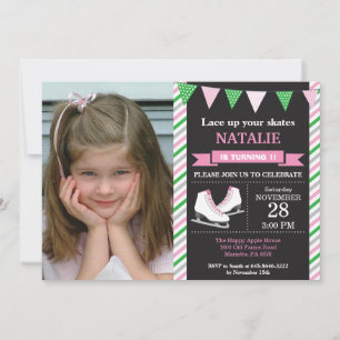 IJsschaatsen verjaardagsuitnodiging 1e verjaardags Kaart