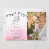 IJsschaatsen verjaardagsuitnodigingen met foto Kaart (Voorkant)