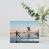 IJsschaatsen voorbij windmolen en briefkaart van r (Staand voorkant)