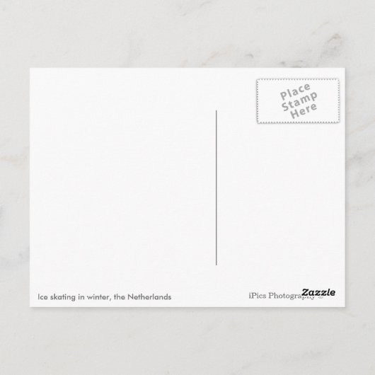 IJsschaatsen voorbij windmolen en briefkaart van r (Achterkant)