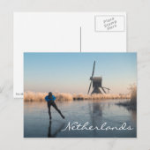 IJsschaatsen voorbij windmolen en briefkaart voor  (Voorkant / Achterkant)