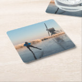 IJsschaatsen voorbij windmolen en riet onderzetter (Schuin)