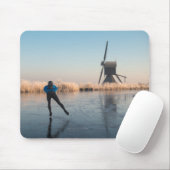 IJsschaatsen voorbij windmolen en rietmousepad Muismat (Met muis)
