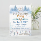 IJsschaatsen Winterfeest Uitnodiging (Staand voorkant)