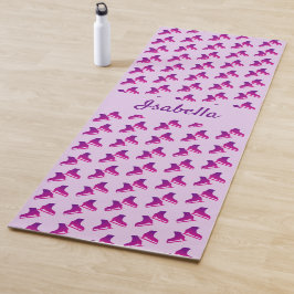 IJsschaatsen yoga mat schaats paarpatroon roze