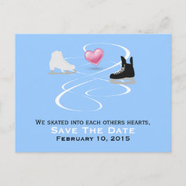 IJsschaatsers bruiloft Save the Date Post Kaart