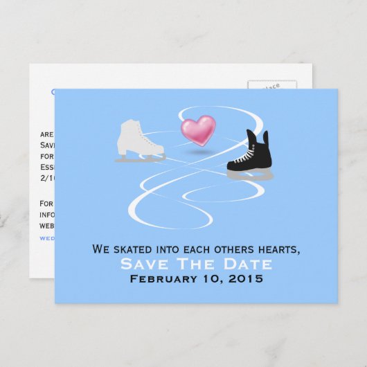IJsschaatsers bruiloft Save the Date Post Kaart (Voorkant / Achterkant)