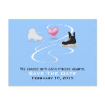 IJsschaatsers bruiloft Save the Date Post Kaart