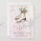 IJsschaatsfeest Bevroren Sneeuwvlok Roze Verjaarda Kaart (Voorkant)