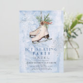 IJsschaatsfeest Bevroren Sneeuwvlok Verjaardag Kaart (Staand voorkant)