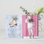 IJsschaatsfeest Bevroren Sneeuwvlok Verjaardagsfot Kaart (Staand voorkant)