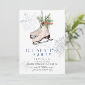 IJsschaatsfeest Bevroren Sneeuwvlok Witte Verjaard Kaart (Staand voorkant)