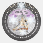 IJsschaatsfeest gepersonaliseerd Ronde Sticker (Voorkant)