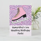 IJsschaatsfeest, roze Schaats Kaart (Staand voorkant)