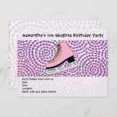 IJsschaatsfeest, roze Schaats Uitnodiging Briefkaart (Voorkant / Achterkant)