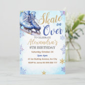 IJsschaatsfeest Verjaardag Winterfeest Kaart (Staand voorkant)