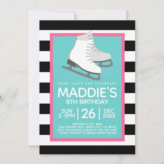 IJsschaatsfeest verjaardagsuitnodigingen Tween Tee Kaart (Voorkant)
