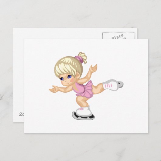 ijsschaatsmeisje briefkaart (Voorkant / Achterkant)