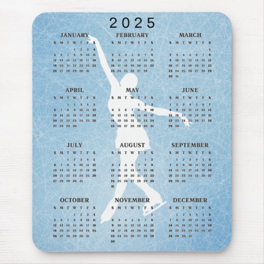 IJsschaatsontwerp 2025 Kalender Mousepad Muismat (Voorkant)