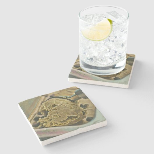 ijsschelp stenen onderzetter (Zijkant)