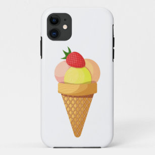 ijsschelpen en aardbei in wafelkegel Case-Mate iPhone case