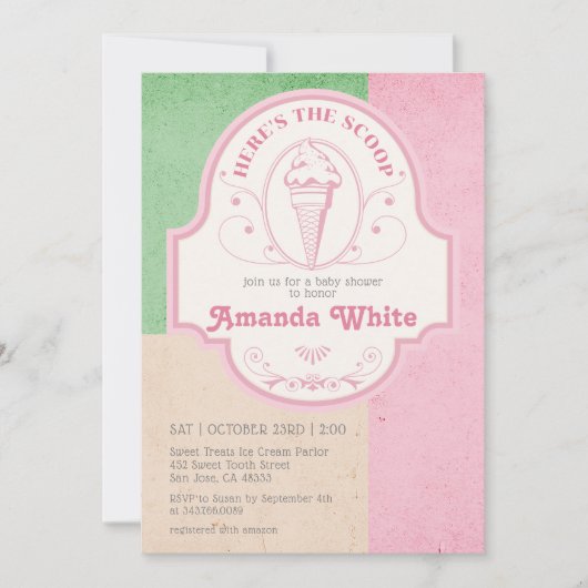  ijsschep Retro 1950s Baby shower Kaart (Voorkant)