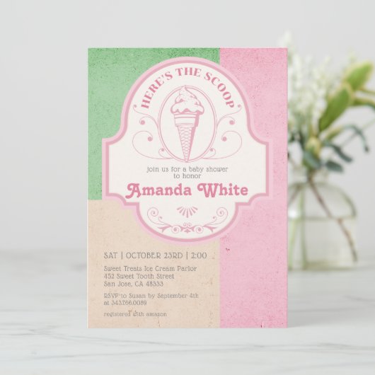  ijsschep Retro 1950s Baby shower Kaart (Staand voorkant)